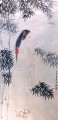Chang dai chien belleza en pelo rojo pañuelo zapatos de madera túnica blanca bambúes 1980 chino tradicional